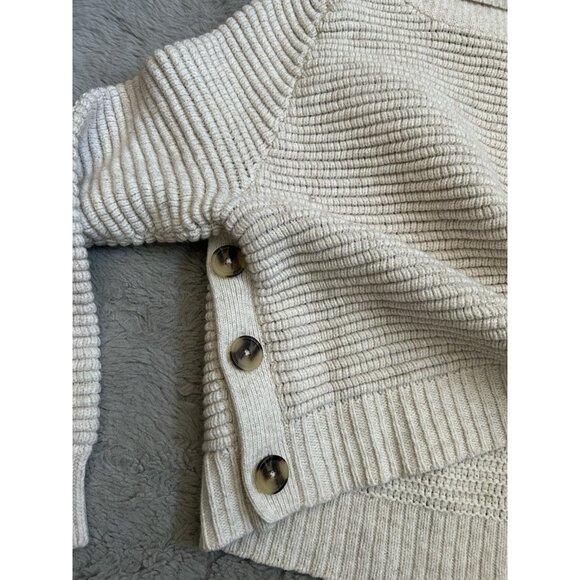 Madewell Tan Side-Button Turtleneck chunky knit sweater cotton wool size XXS - Picture 10 of 11